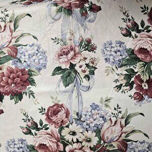 Summertime floral screen print Scothgard finish cotton fabric by Waverly . 1 yd